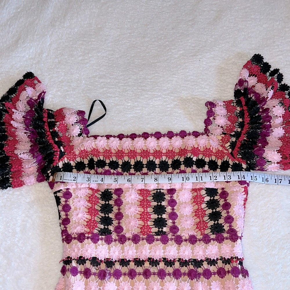 Aijek Tricolor Off-Shoulder Embroidered Mini Dress Size‎ S - Picture 3 of 9